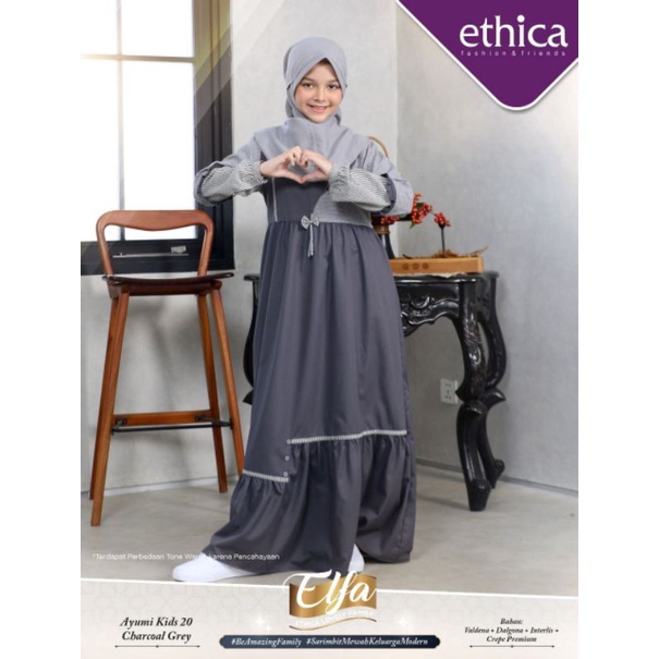 [READY] SARIMBIT ETHICA 2022 ELFA 224 CHARCOAL GREY AYUMI 311 KAHFI 190 AYUMI KIDS 20 KAHFI KIDS 141