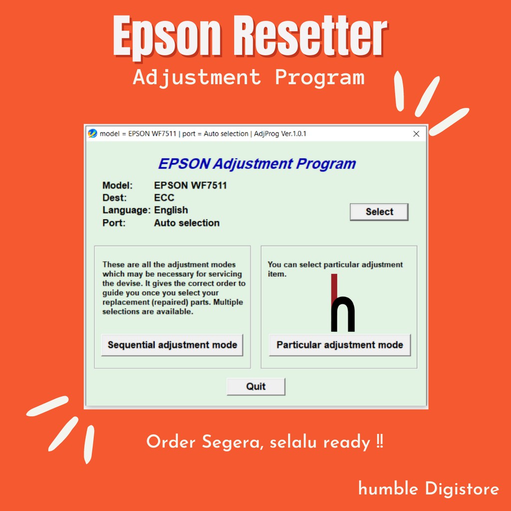 

Epson WF7511Program Resetter / Waste Ink Pad Counter Reset