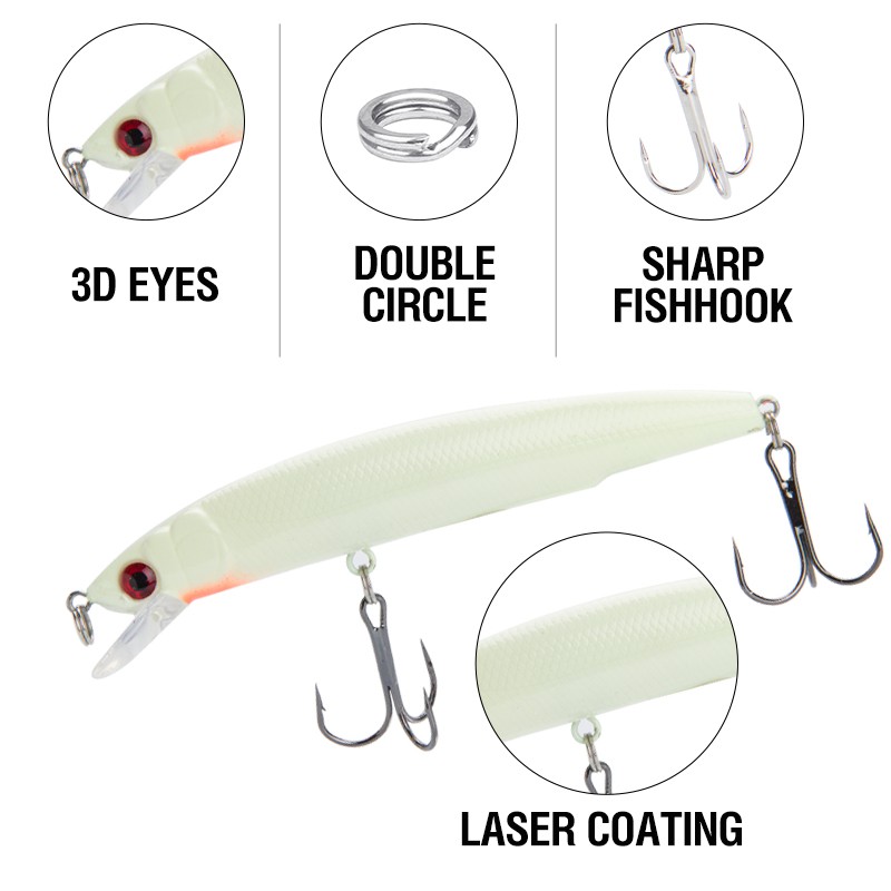 Alat Pancing Murah Kail Pancing Alat Pancing 17g/12cm Plastic Bait Umpan Pancing Buatan Umpan Ikan Heavy Sinking Minnow Umpan Mancing Umpan Pancing relix nusantara luminous Jig