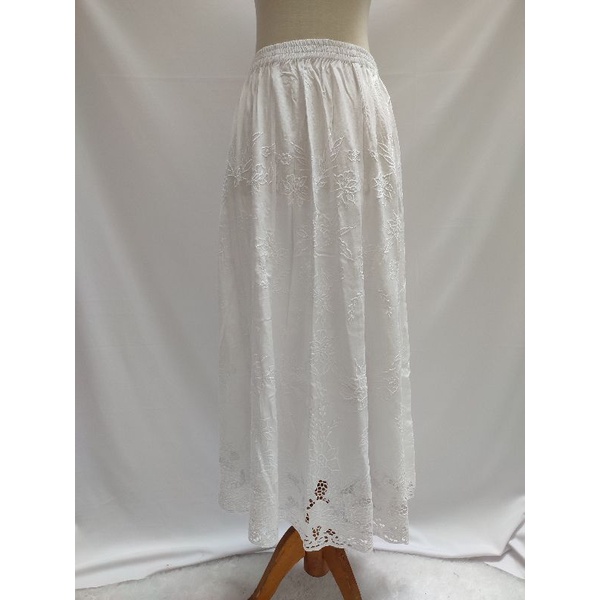 Rok bordir putih polos