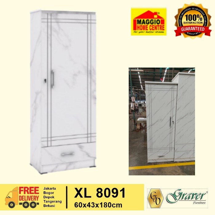 LEMARI PAKAIAN 1 PINTU - LEMARI PAKAIAN KOSAN - LEMARI PAKAIAN MINIMALIS - LP 8091 - GRAVER