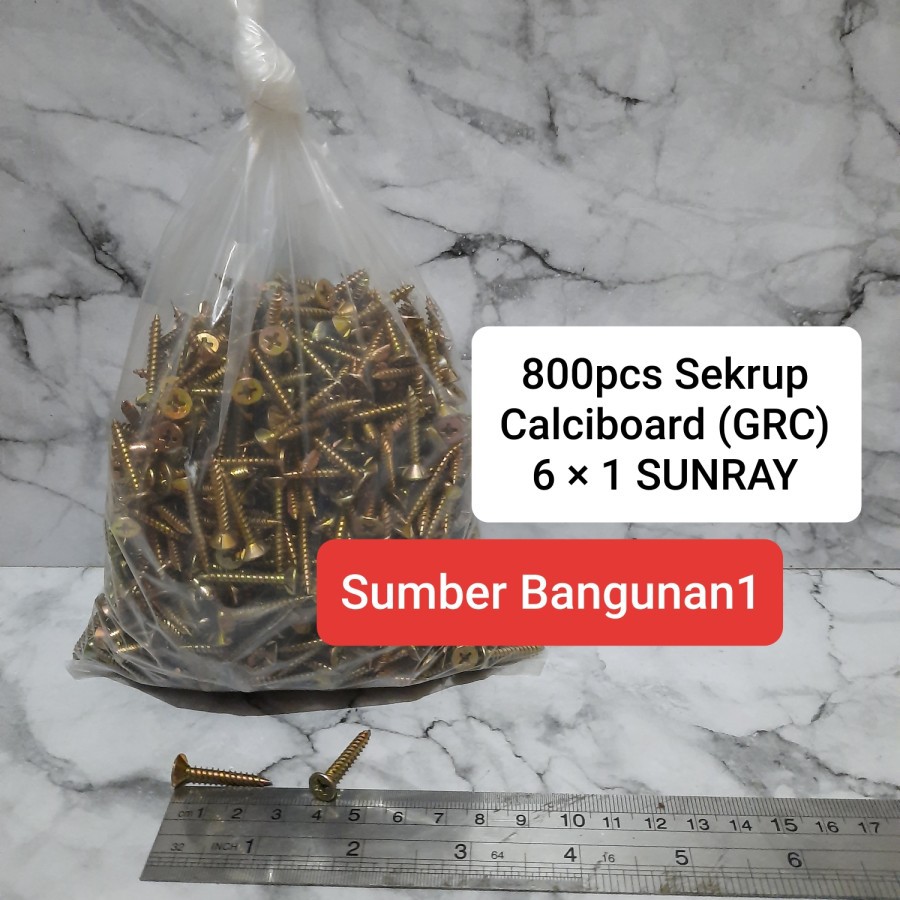 Sekrup GRC 6 x 1 kuning 800pcs skrup calciboard SUNRAY