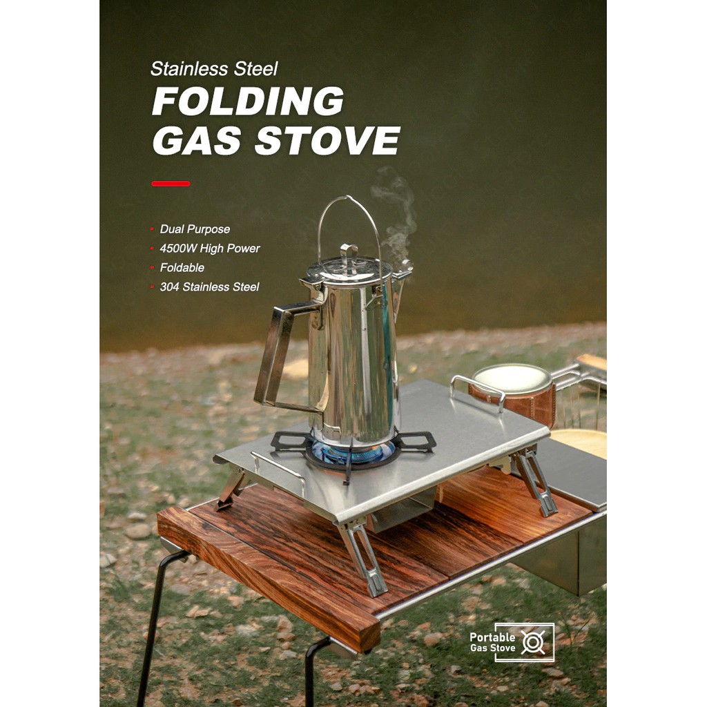 KOMPOR GAS CAMPING STAINLESS STEEL NATUREHIKE NH20RJ001 PORTABLE FOLDING GAS STOVE ALAT MASAK PIKNIK