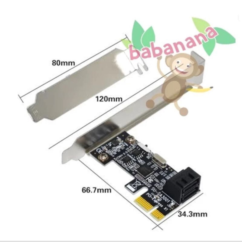 Pcie sata 3.0 card 2 ports hub splitter cabang expansion hdd internal