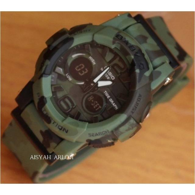 JAM TANGAN WANITA CASIO BABY G SHERINA BGA180 ARMY SERIES SUPER