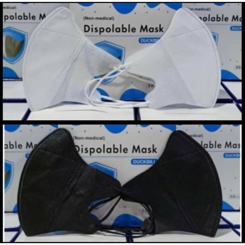 PROMO !!! MASKER DUCKBILL EARLOOP PUTIH / HITAM 3D 3ply ISI 50pcs Setara Mouson