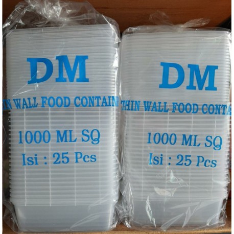 DM 1000 ML Square (25 pcs) / Thinwall  Plastik DM 1000 SQ / cup kurma