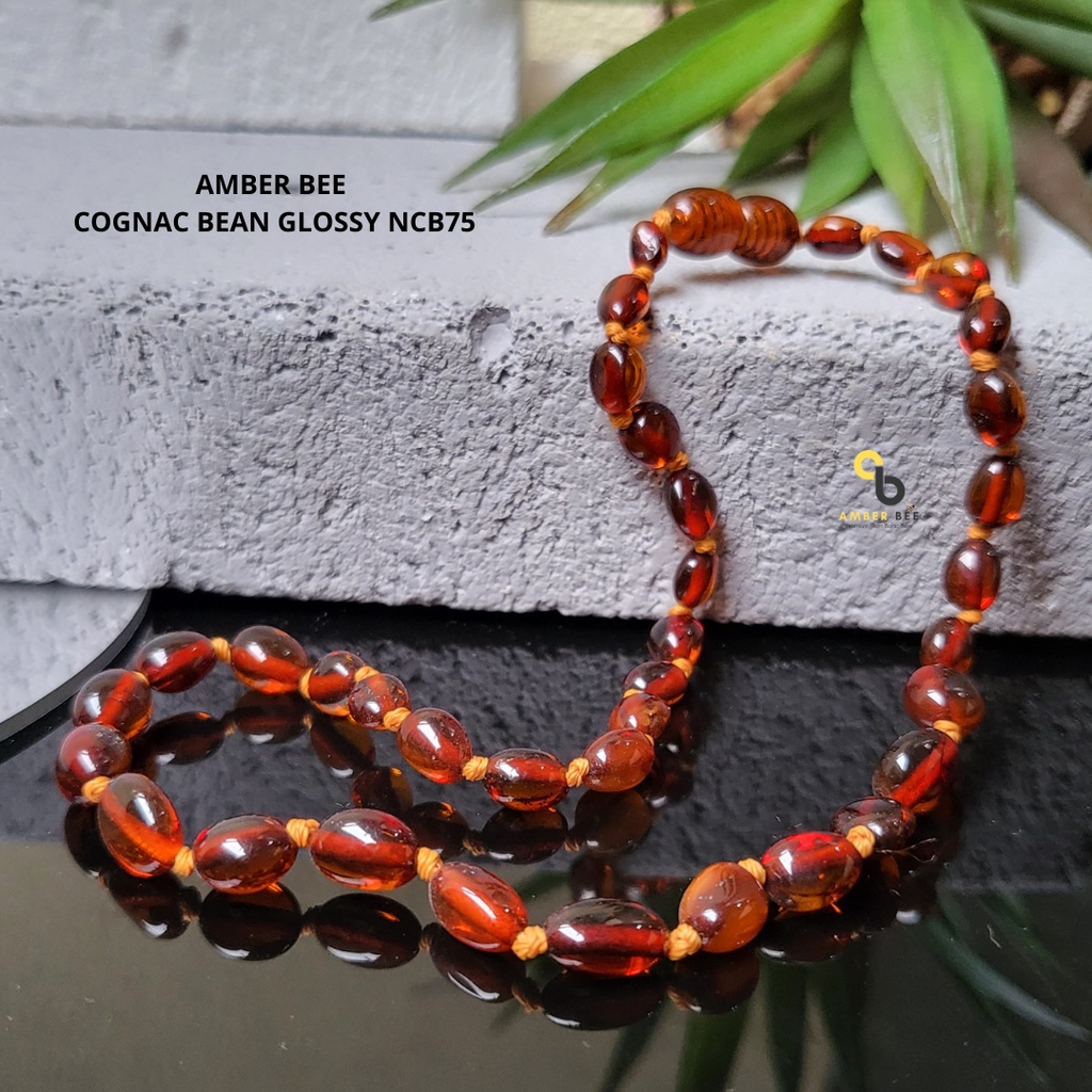 Set Kalung Bayi &amp; Anak Tumbuh Gigi Amber Lithuania Cognac Beans SNGBC75103A Amber Bee