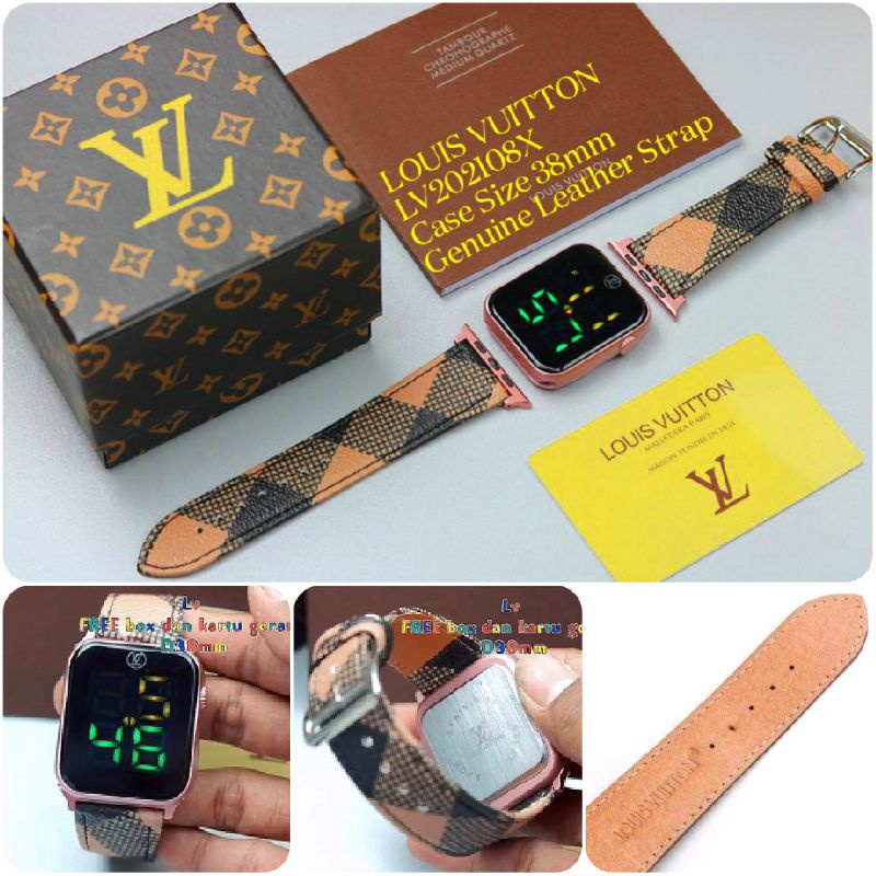 Jam Tangan Digital Wanita Louis Vuitton LV202108X38 Tali Kulit Asli Grade Super