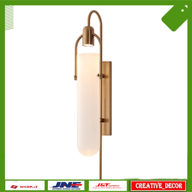 Lampu Dinding Kamar Aesthetic Impor Nordic personality glass cover wall lamp Post-modern living room