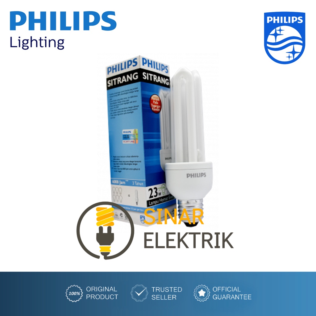 Lampu PHILIPS Sitrang 5W 8W 11W 18W 23W Putih - Lampu Hemat Energi 5 8 11 18 23 W Watt