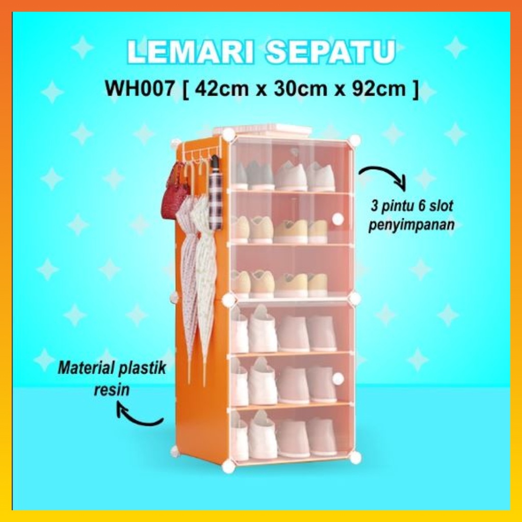 Rak Sepatu Anti Debu rak sepatu plastik 6 susun Shoe Rack Portable box sepatu serbaguna