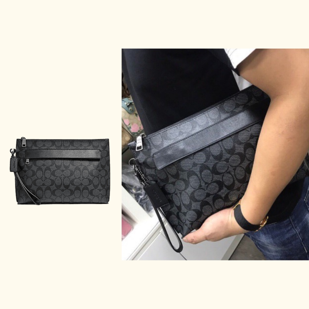 [ORIGINAL 100%] Coach Men 29508 Signature Carryall Pouch Bag - Black