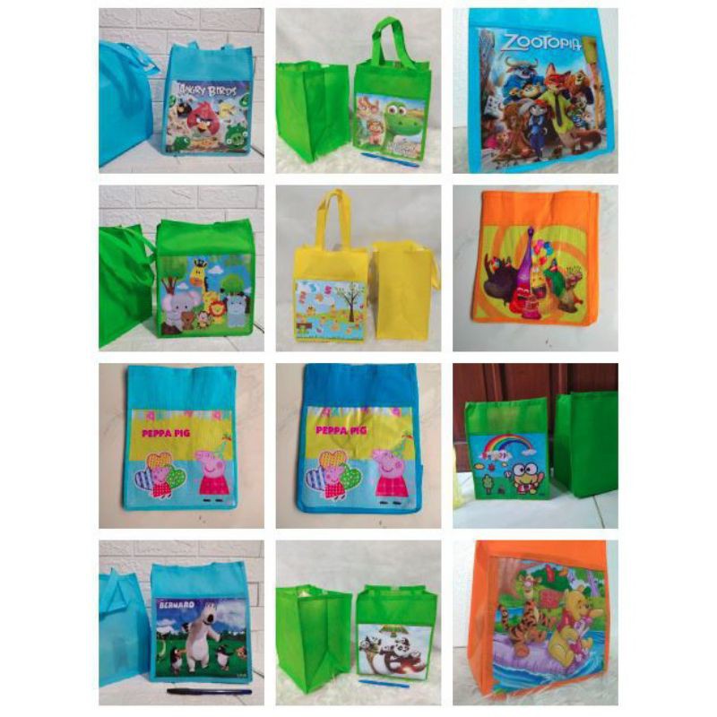 

PALING LARIS!! TAS TENTENG SPUNBOND GOODIE / GOODY BAG MURAH SOUVENIR ANAK LUCU KARAKTER KARTUN KUAT