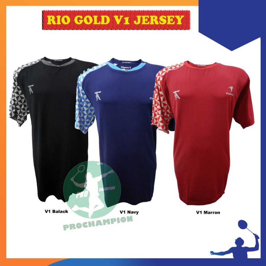 FLYPOWER RIO GOLD V1 JERSEY KAOS BADMINTON ORIGINAL