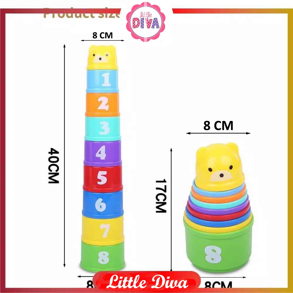 MAINAN Anak Donat Susun Bebek Stacking Cup / Bola Susun / Blocks - Mainan Susun Warna Untuk Edukasi Anak menyusun gelaschn