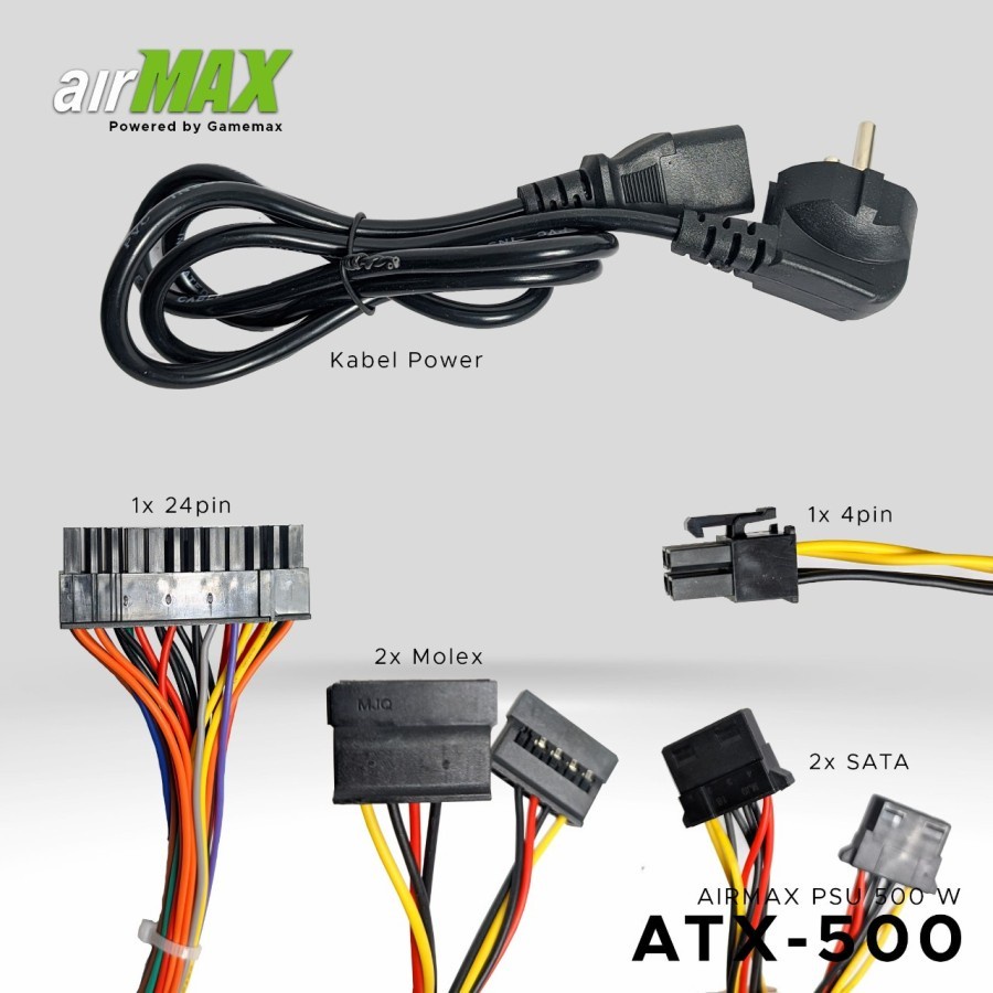 Power Supply Airmax ATX-500 Original Garansi Resmi 1 Tahun