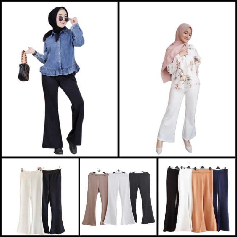 Celana Panjang Wanita Kulot Scuba Cutbray