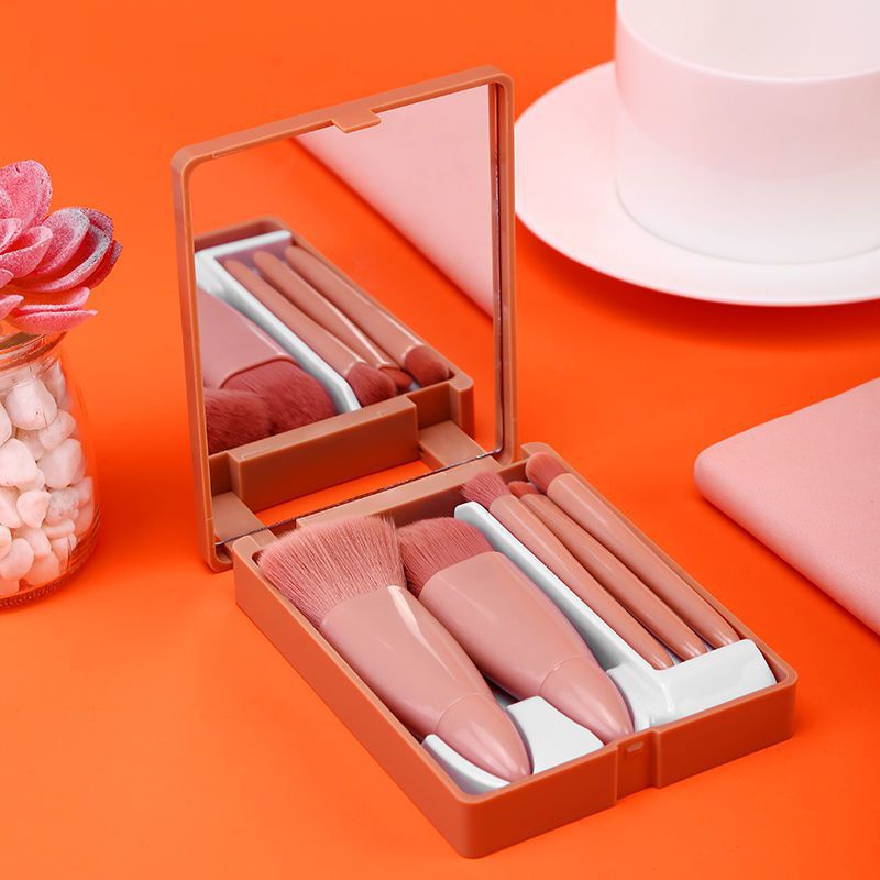 Set Brush Makeup Mini 5 In 1 Multifungsi Dengan Case Untuk Travel