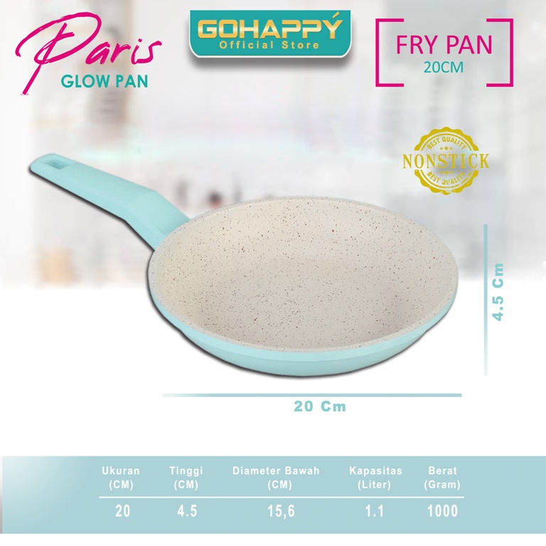 FRYPAN Gohappy Paris GHP05 TOSCA PANCI GORENG | GLOWPAN FRY PAN Wajan penggorengan lapisan white marble diatas teflon