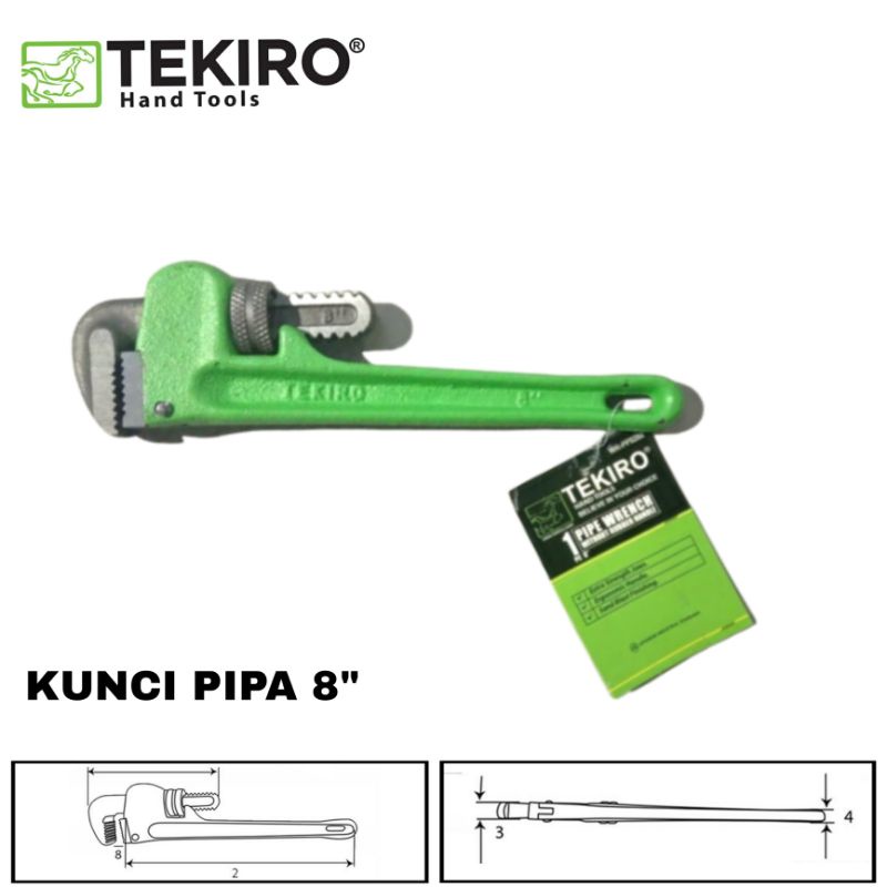 TEKIRO Kunci Pipa 8 Inch Pipe Wrench 8&quot; Kunci Ledeng Alat Pembuka Memasang Pipa