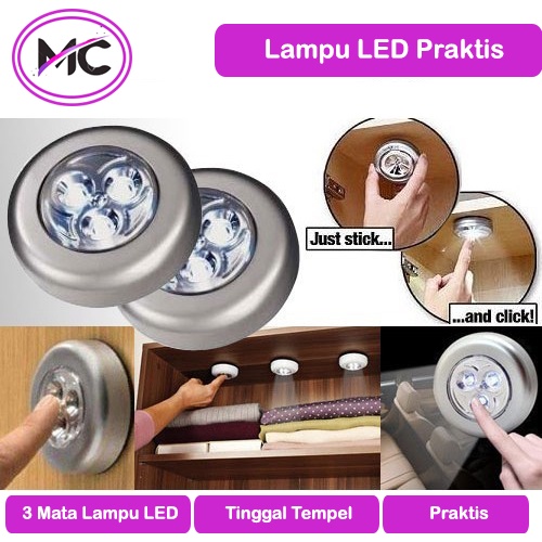 Lampu Emergency Darurat LED Tempel Stick and Click Serbaguna Super Praktis Multifungsi Murah Indoor Outdoor Baterai