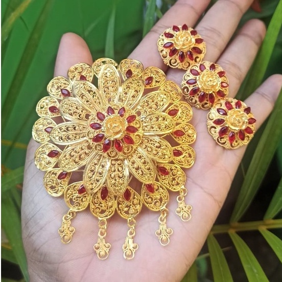 Bros Alpaka Bali Motif Bulat