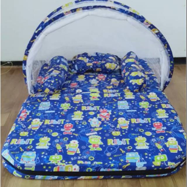 Kasur Bayi Lipat Set Kulambu Corak Robot (Biru)