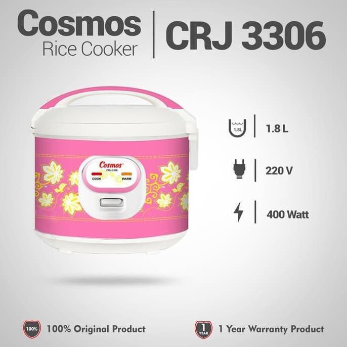 COSMOS Magic Com 1,8L CRJ 3306 Rice Cooker 3 in 1 - Masak Nasi
