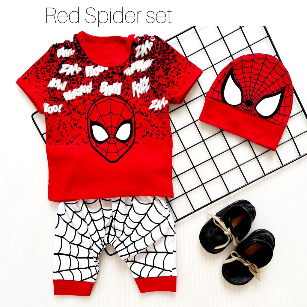 BERSERTIFIKASI SNI Babybeb Fox / Dino World / Dave / Red Spider / Baju setelan kaos celana pergi jalan lucu fashion anak bayi cowok laki murah REALPIC TERLARIS