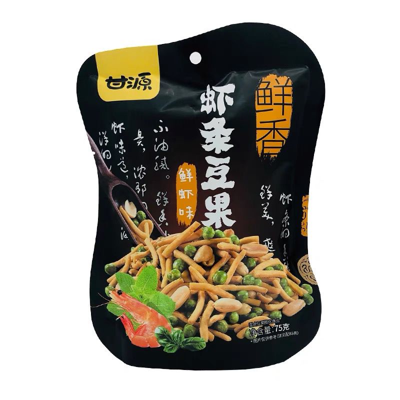 Gan Yuan Snack Stick Udang dan Kacang Import/Shrimp Stick With Beans 75g 甘源 鲜香虾条豆果