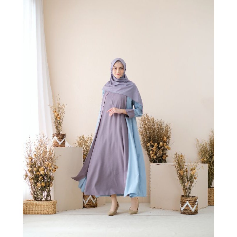Gamis Abaya Biru Abu