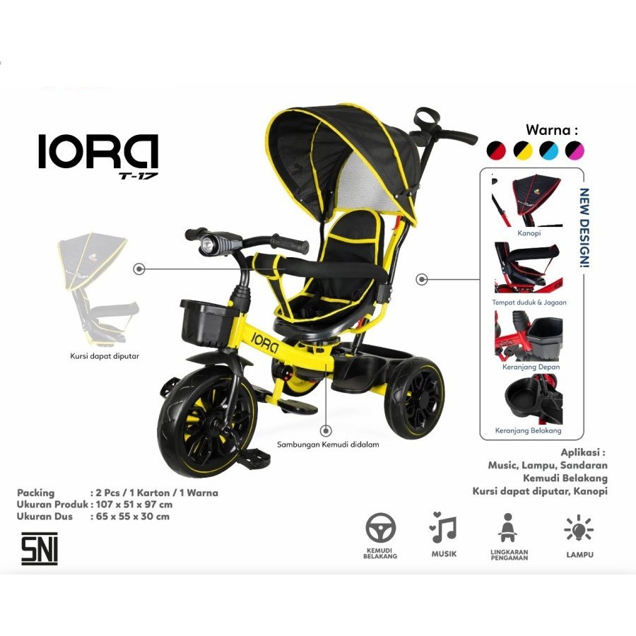 Sepeda Anak PMB Tricycle Iora T17 - Sepeda Anak Roda / Tiga Tricycle Iora T36 T35 PMB TOYS