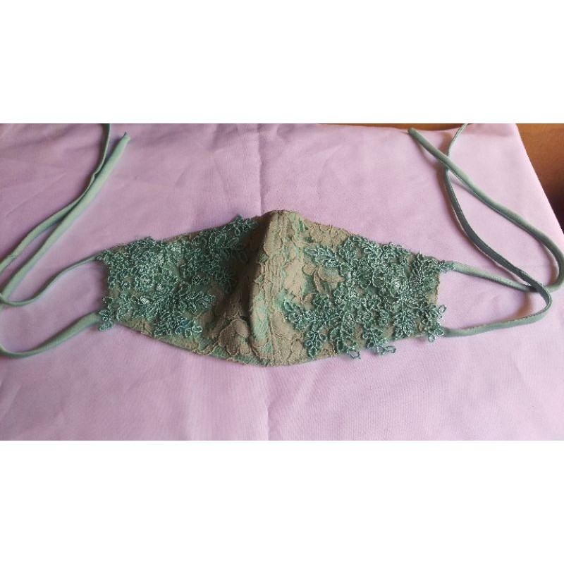 Masker Cantik Motif Warna Hijau Tosca