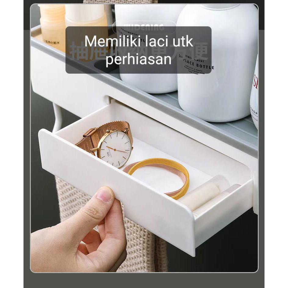 Bathroom Shelf / Rak Kamar Mandi Serbaguna Ukuran 31,5 Cm Dengan Hanger