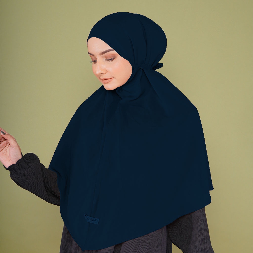 Bugis Hijab - Bergo Maryam Polos - Ukuran XL - Bergo Instan (Katalog A)-NAVY