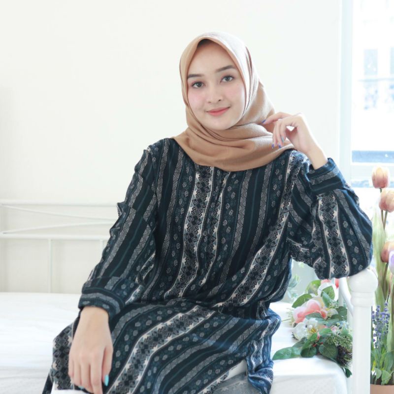 VELA TUNIK - baju syari atasan kerah pakaian simple wanita hijabers kemeja kekinian trend fashion mu