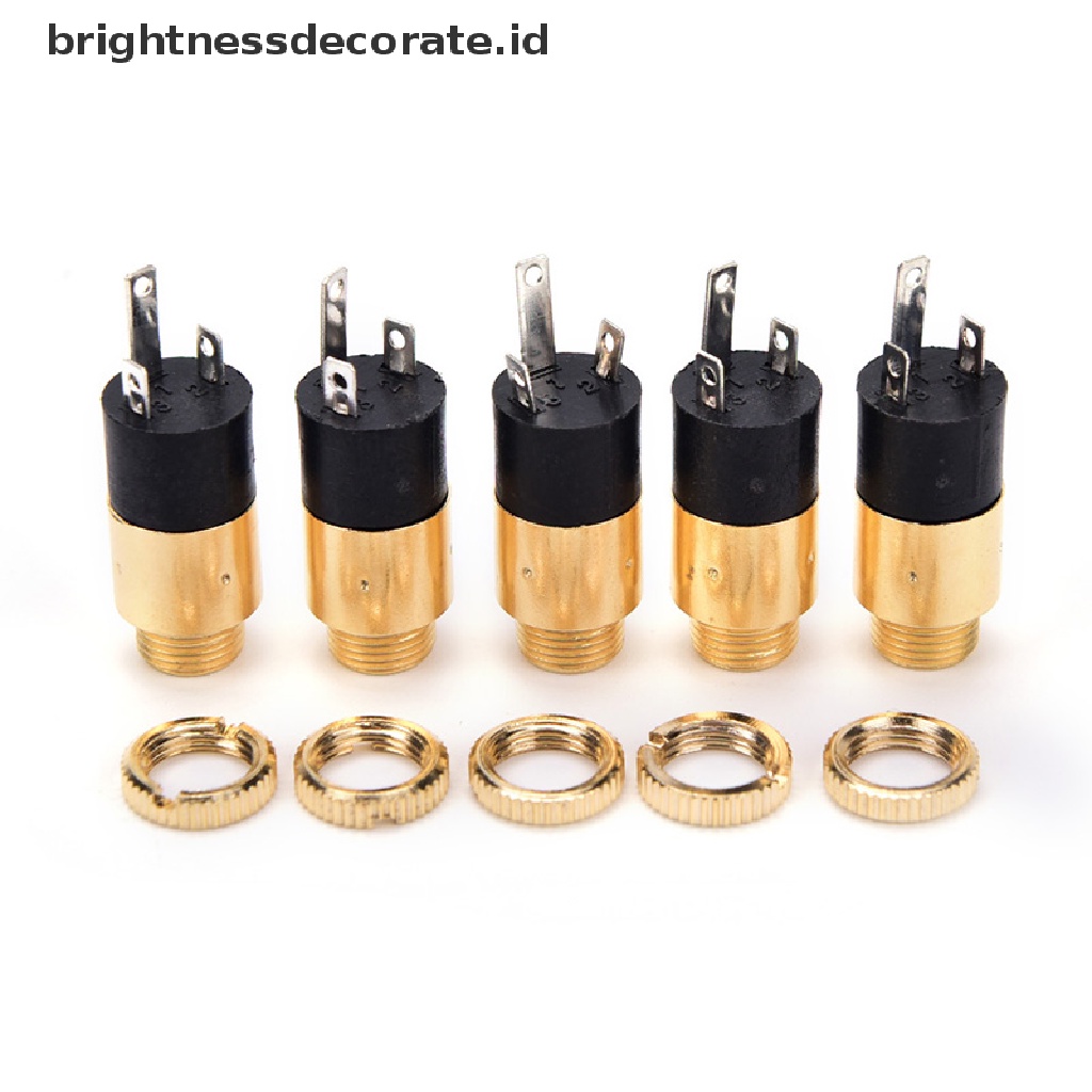 (Birth) 5pcs Konektor Jack Audio 3.5mm Female Pj392 Warna Emas Untuk Headphone