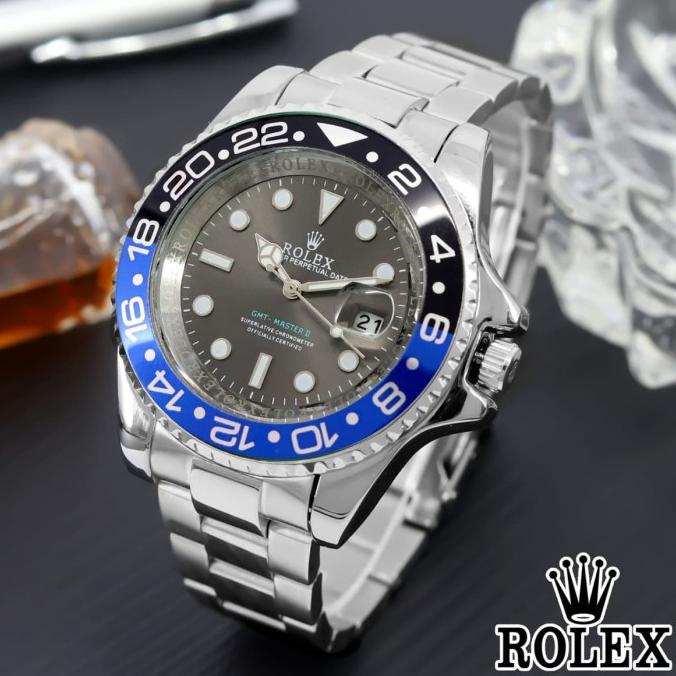 Jam Tangan Pria Cowok Rolex R16 Grade KW premium D 4,5cm, tgl aktif,