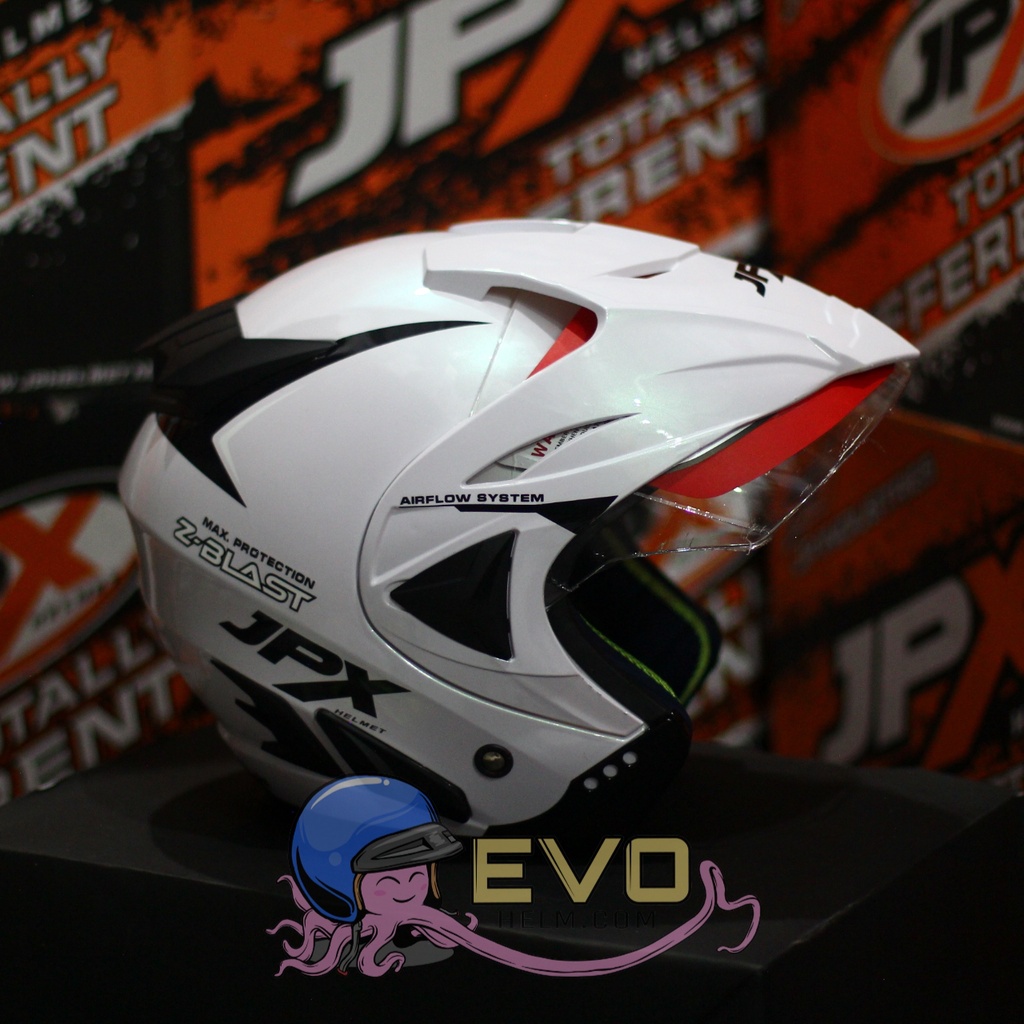 HELM JPX HALFFACE_JPX Z-BLAST - PEARL WHITE GLOSS ( ONGKIR 2KG) JPX HALFFACE JPX SEMICROSS JPX ZBLAST