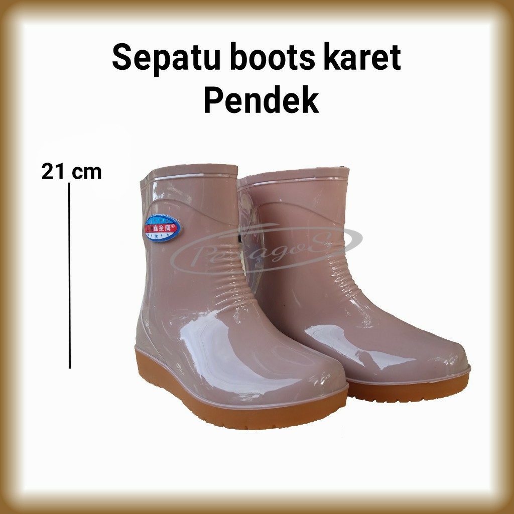 SEPATU BOOTS WANITA KARET PENDEK ANTI AIR SEPATU BOOT AP PENDEK SEPATU BOOT KARET PENDEK ((21cm))