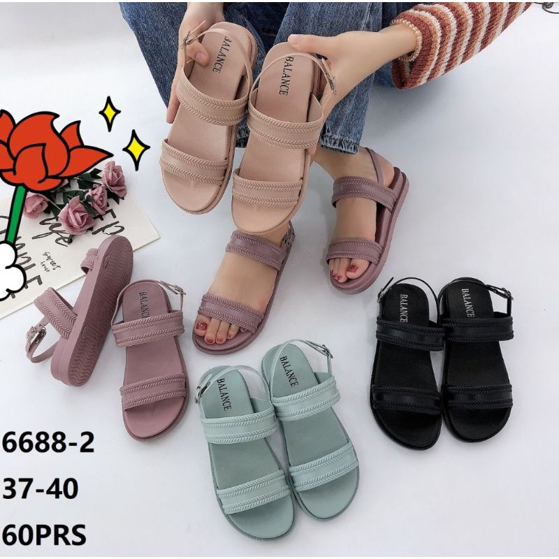 Sandal Tali Jelly Wedges wanita import Terbaru Balance 6688-2