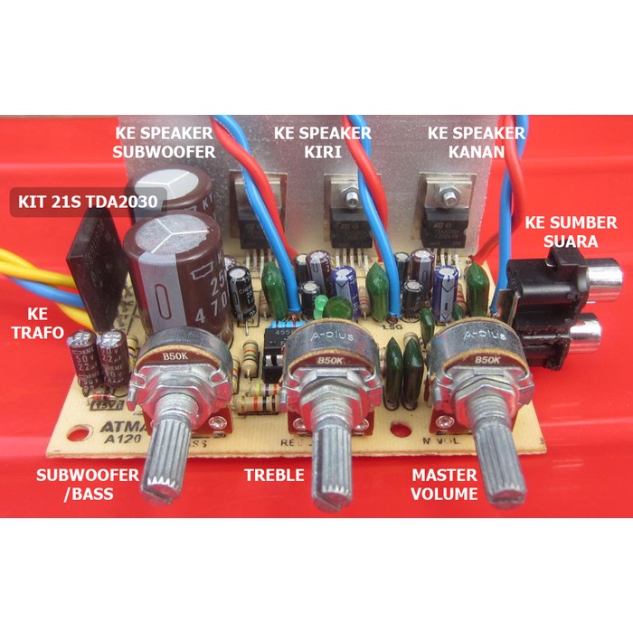 Audio Terjangkau Kit power amplifier 21s tda2030 / 2.1 sistem