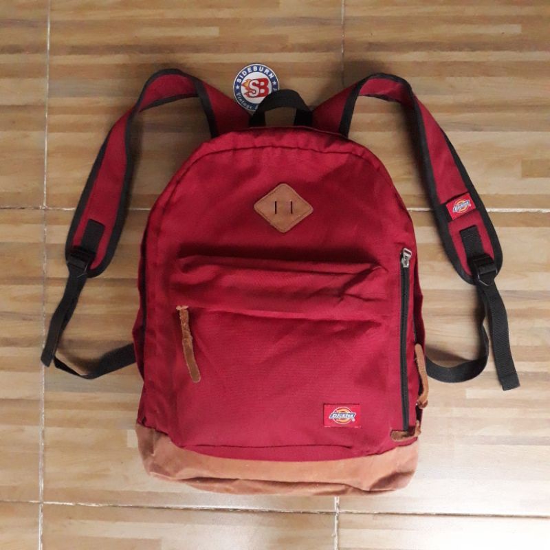 TAS BACKPACK DICKIES MAROON SUEDE LEATHER