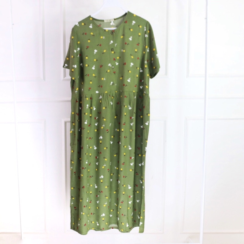 (KATLEEN) HOMEDRESS RAYON BUSUI FRIENDLY SLEEPWEAR COTTON RAYON-Army tulipe