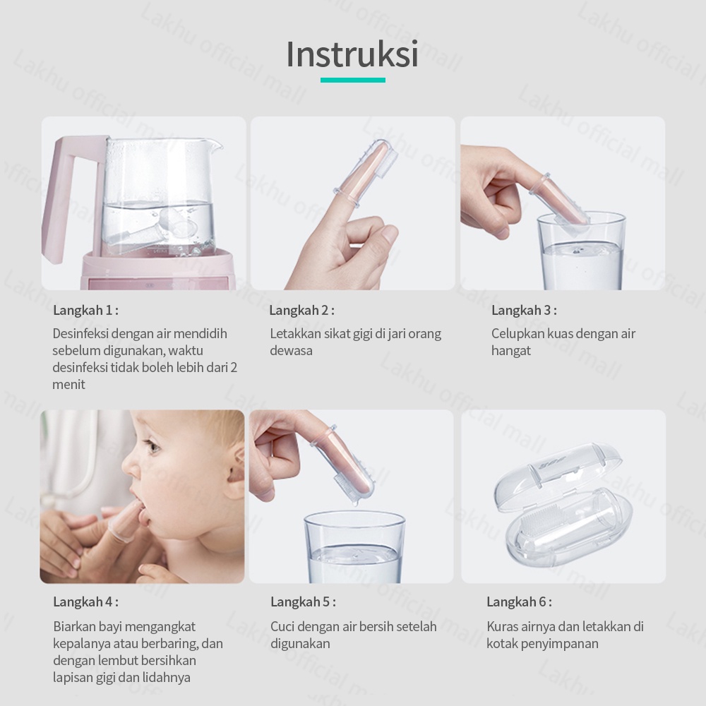 Lakhu sikat gigi jari bayi silikon sikat lidah bayi / finger toothbrush -free kotak