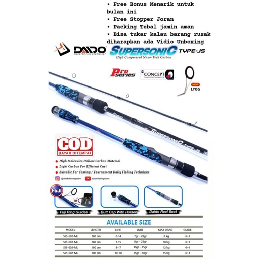 Joran Daido Supersonic pro series 180CM Japan Style/Full Busa | Joran Galatama Galapung