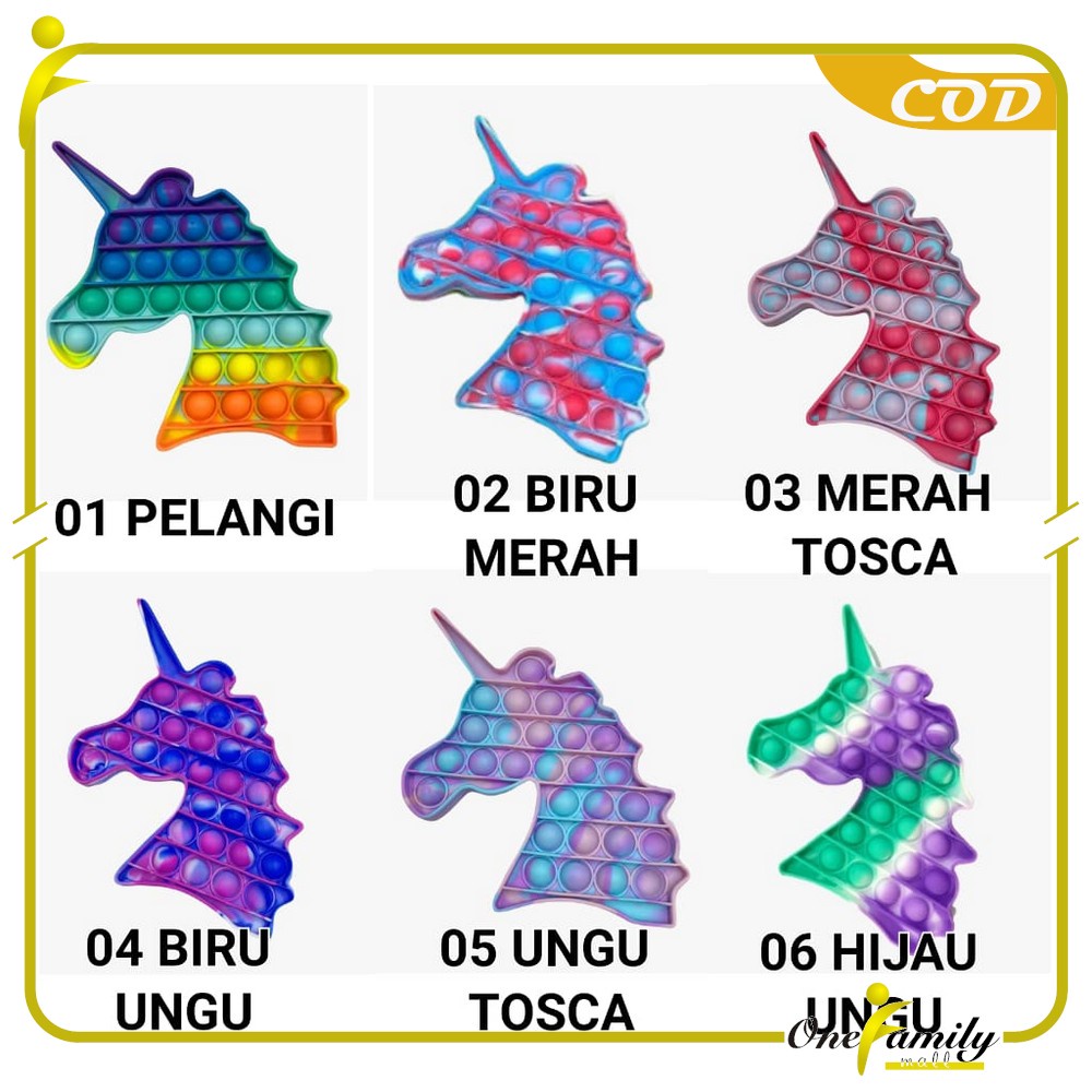 ONE-M131 Mainan Pop It Rainbow Karakter Fidget Push Pop It Among Us Bulat Pop Its Mainan Anak-KUDA COLOURFULL