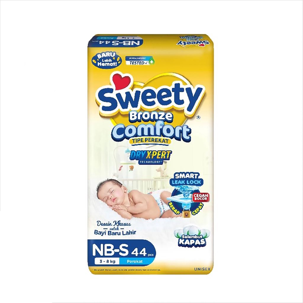 Sweety Bronze Comfort Tipe Perekat - Sweety NB-S 44 - Pampers Sweety - Popok Bayi Sweety - Sweety Dr