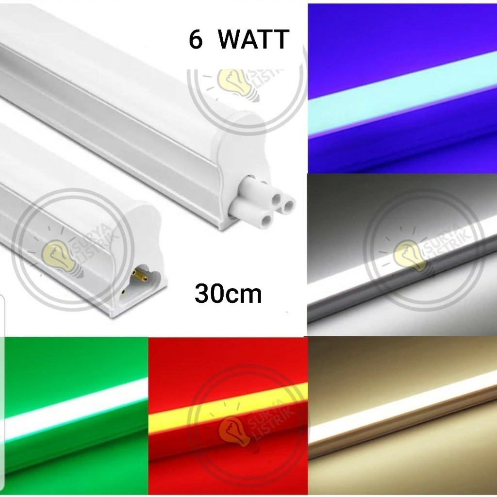  Lampu  TL Neon T5  LED  6w 30cm Tube  Warna Warni Shopee 